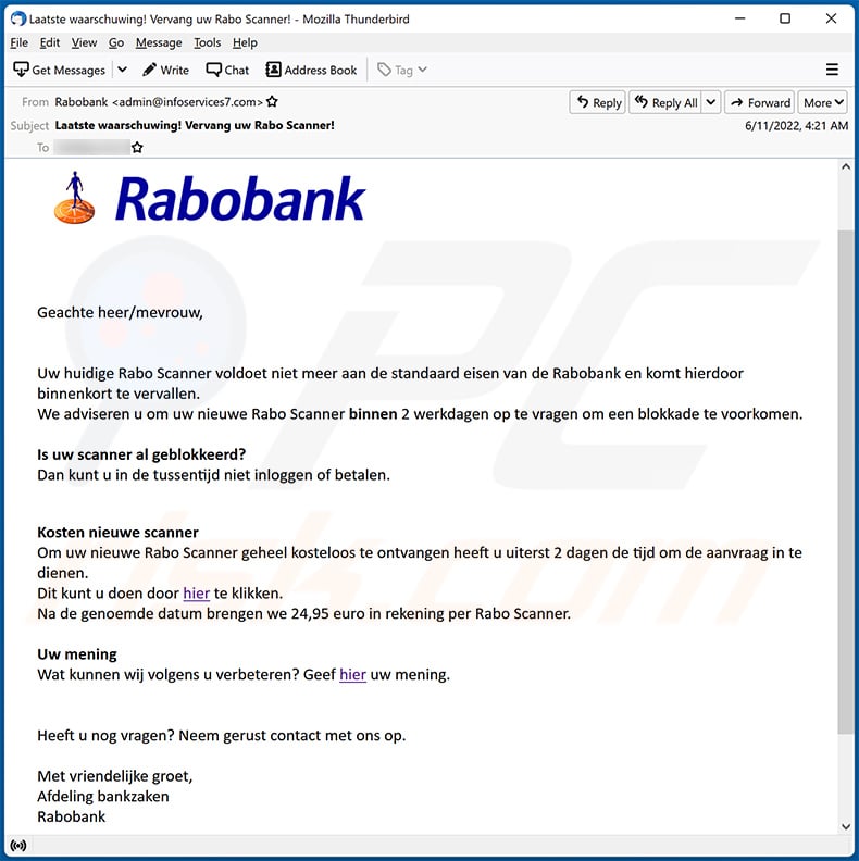 Rabobank-themed spam email (2022-06-13)