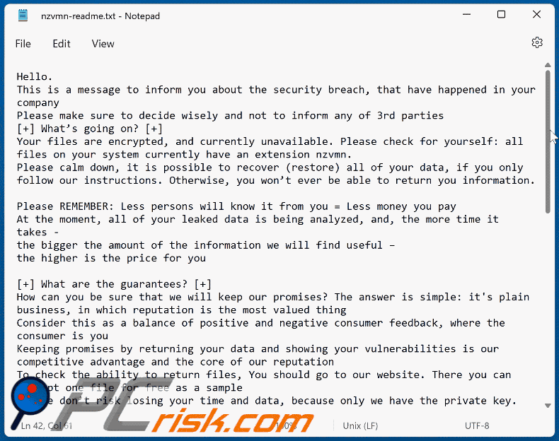 Ransom Cartel ransomware ransom note (extension-readme.txt)
