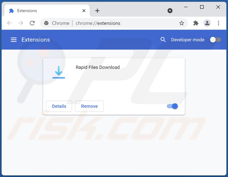 Removing Rapid Files Download adware from Google Chrome step 2