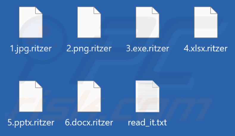 Files encrypted by Ritzer ransomware (.ritzer extension)