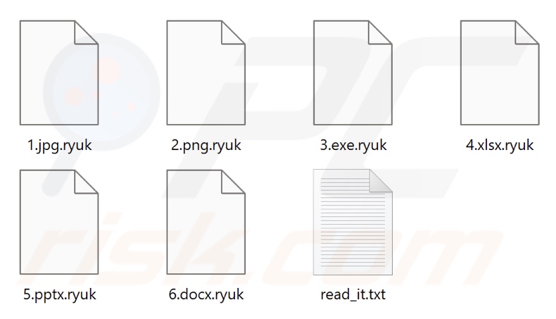 Files encrypted by Ryuk (Chaos) ransomware (.ryuk extension)