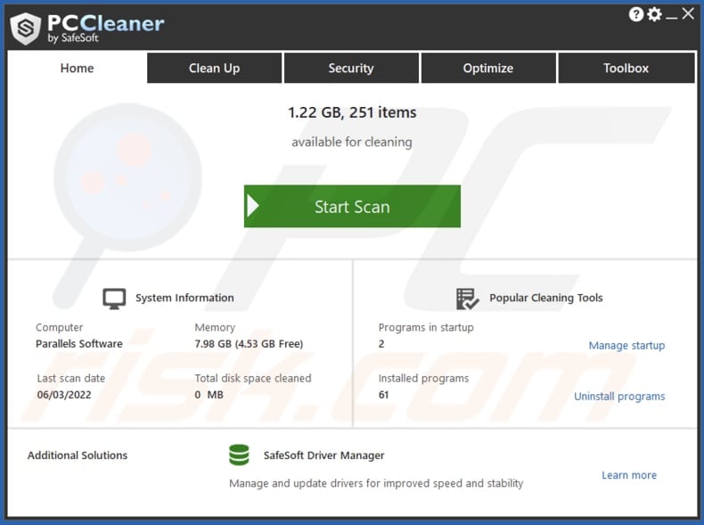 SafeSoft PC Cleaner unwanted application