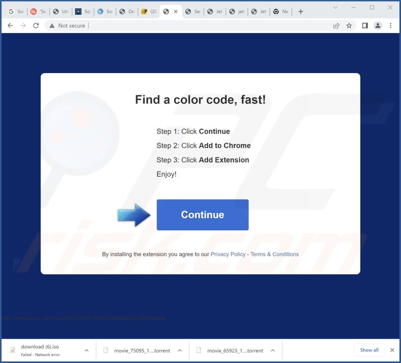 Website promoting Secure Color Search adware