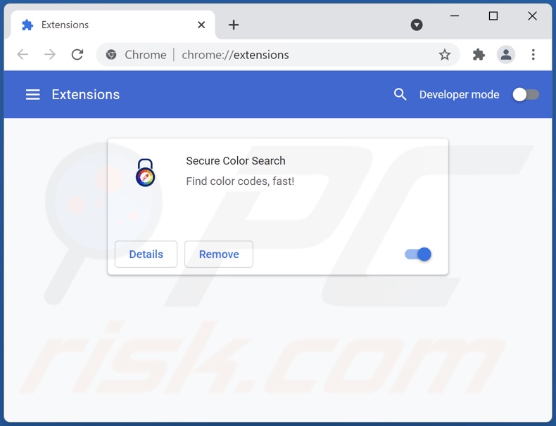 Removing Secure Color Search ads from Google Chrome step 2