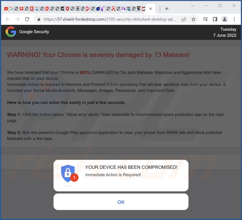 Scam promoted on shield-fordesktop[.]com 1