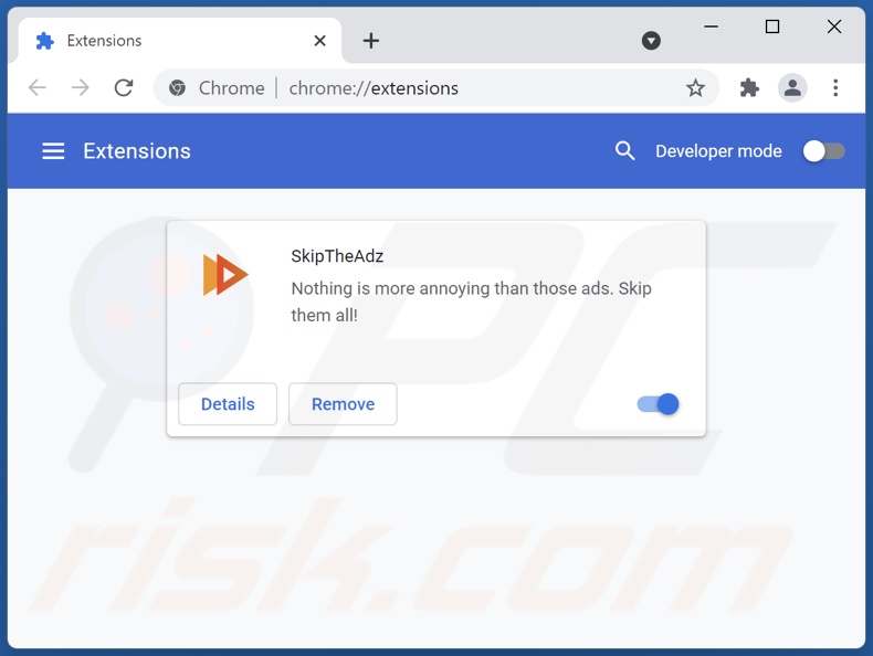 Removing SkipTheAdz ads from Google Chrome step 2