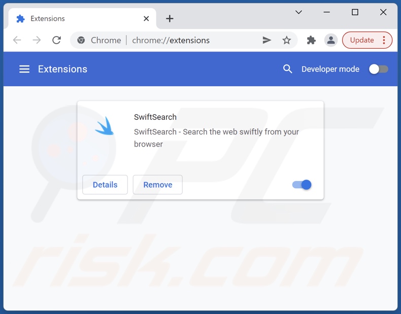 Removing swiftsearch.com related Google Chrome extensions