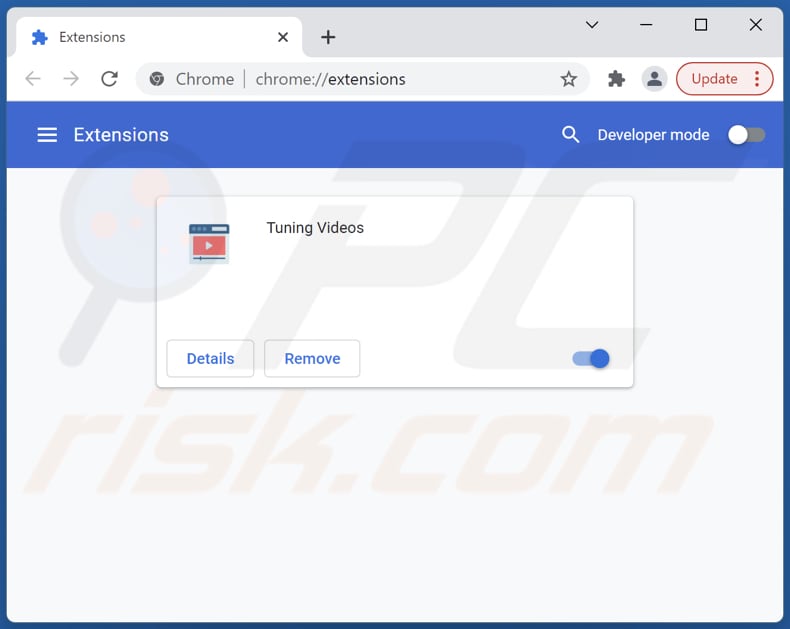 Removing Tuning Videos ads from Google Chrome step 2