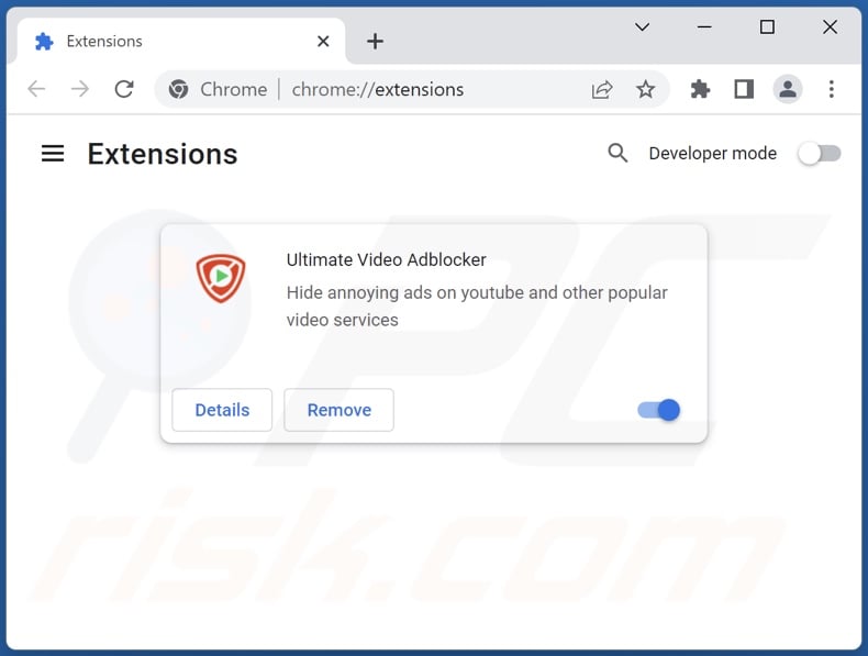 Removing Ultimate Video Adblocker ads from Google Chrome step 2
