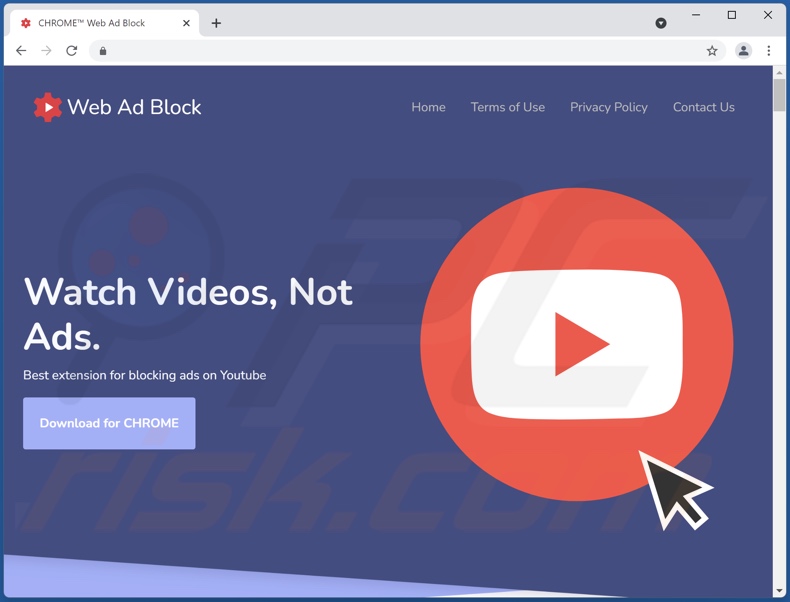 Website promoting Web Ad Block adware