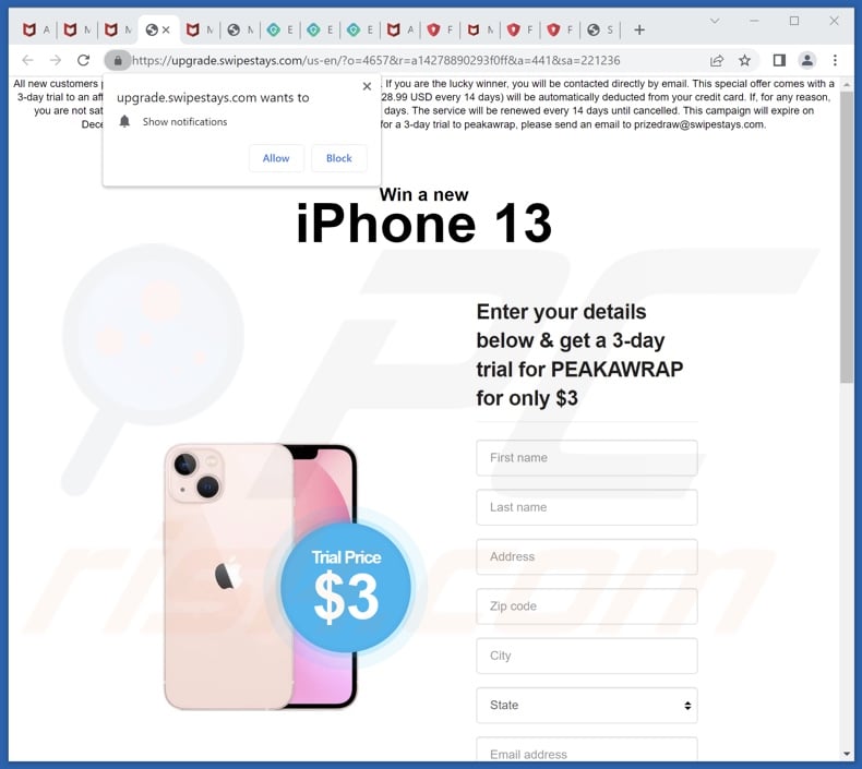 Win A New iPhone 13 scam