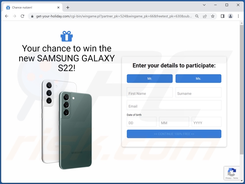 Win SAMSUNG GALAXY S22 scam