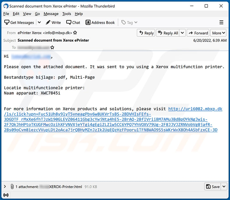 Xerox Multifunction Printed email scam (2022-06-21)