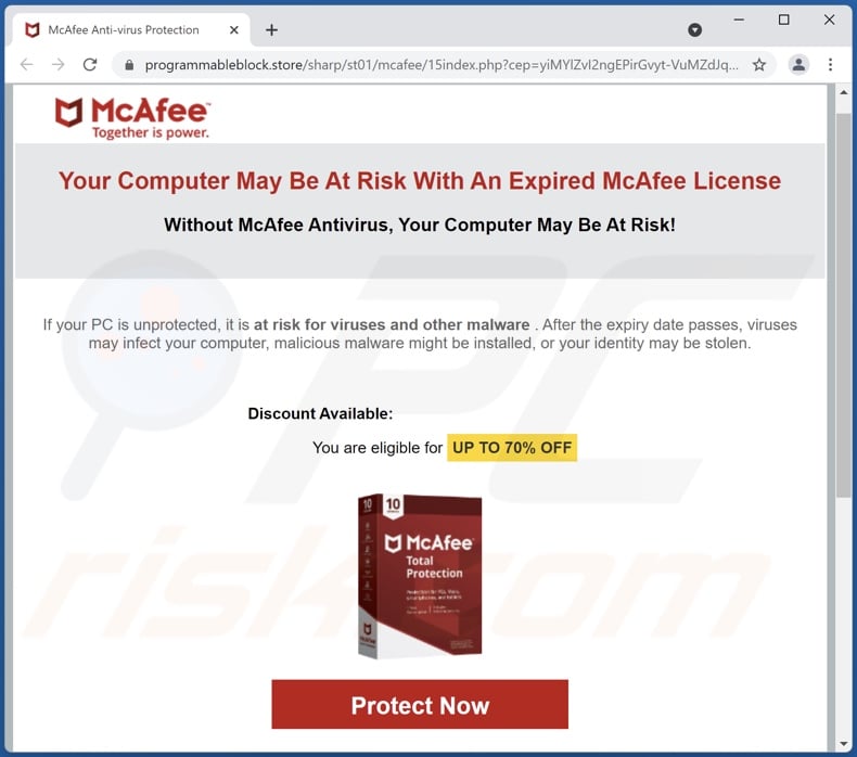 Your Computer May Be At Risk With An Expired McAfee License scam