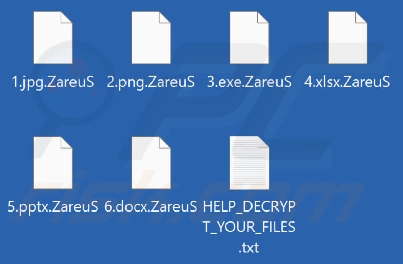 Files encrypted by ZareuS ransomware (.ZareuS extension)