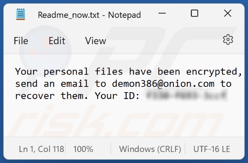 69 ransomware ransom-demanding message (Readme_now.txt)