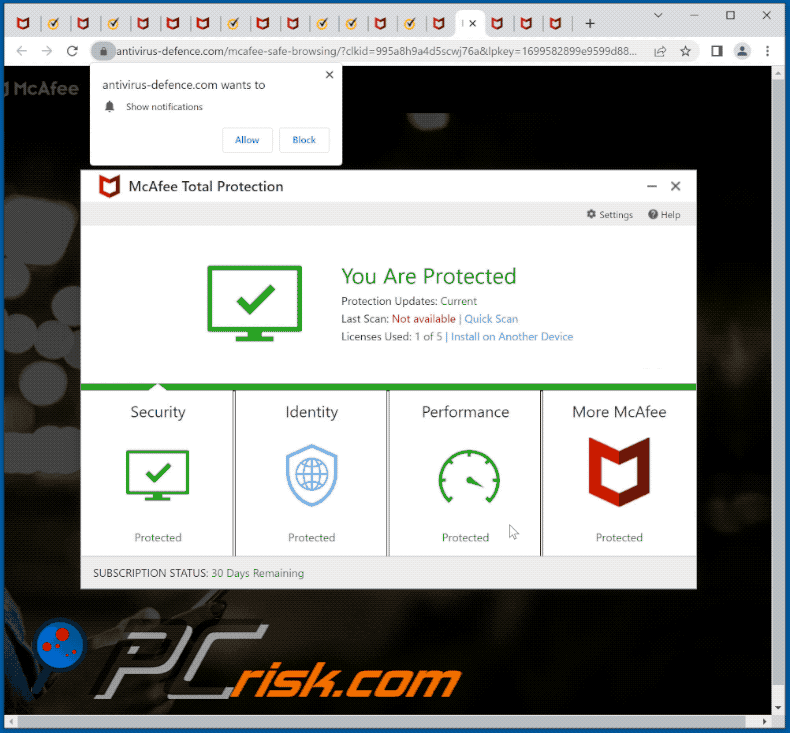 antivirus-defence[.]com website appearance (GIF)