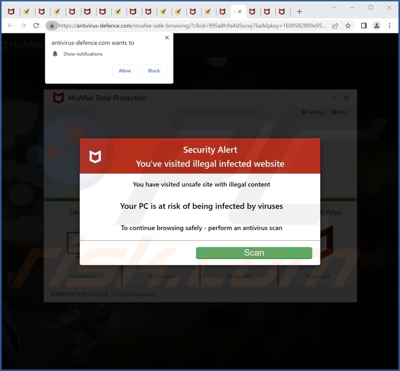 antivirus-defence[.]com pop-up redirects