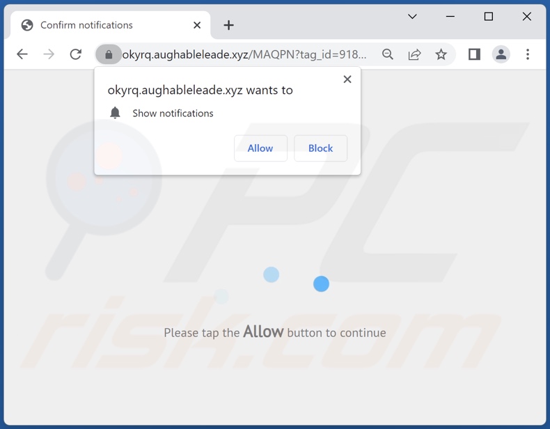 aughableleade[.]xyz pop-up redirects