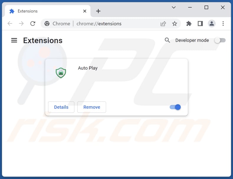 Removing Auto Play adware from Google Chrome step 2