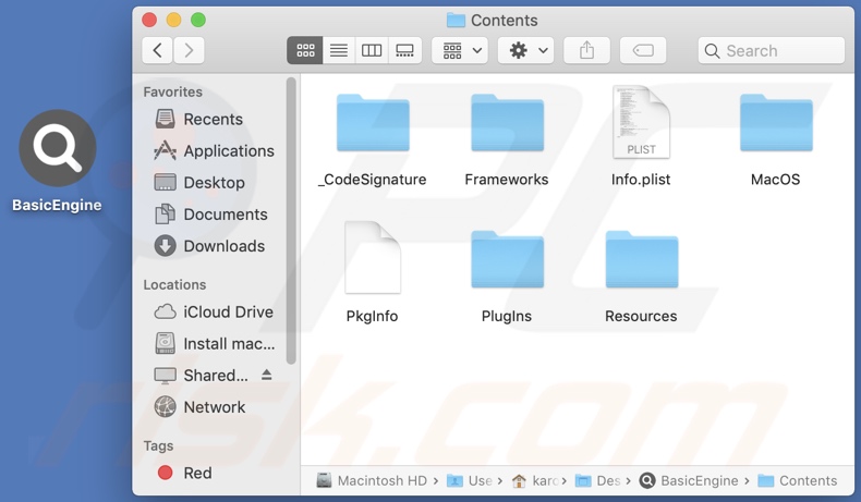 BasicEngine adware install folder