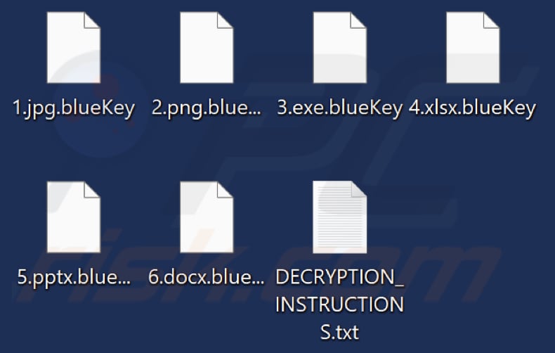 Files encrypted by blueKey ransomware (.blueKey extension)