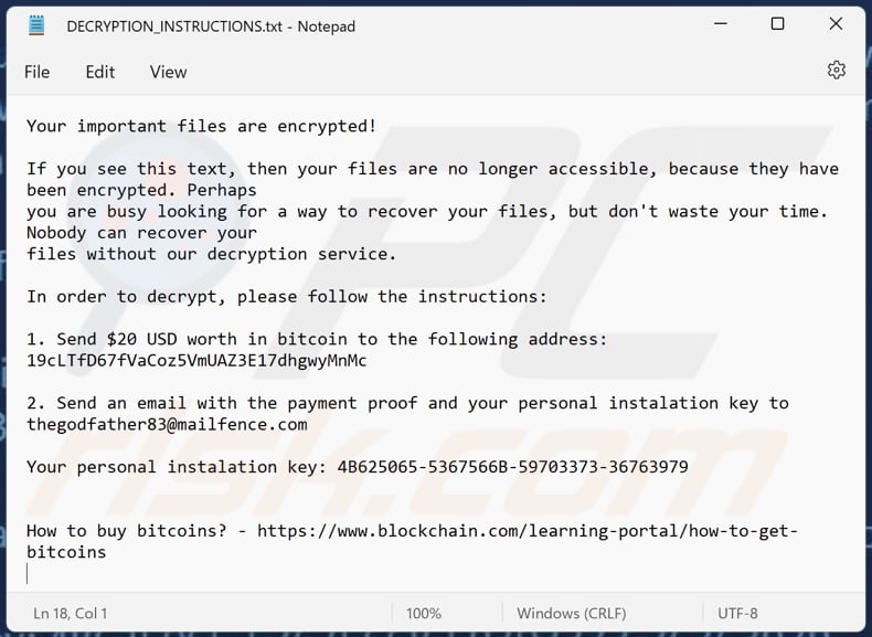 blueKey ransomware text file (DECRYPTION_INSTRUCTIONS.txt)