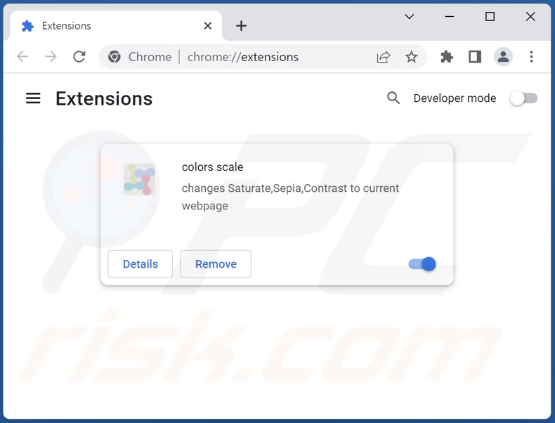 Removing colors scale ads from Google Chrome step 2