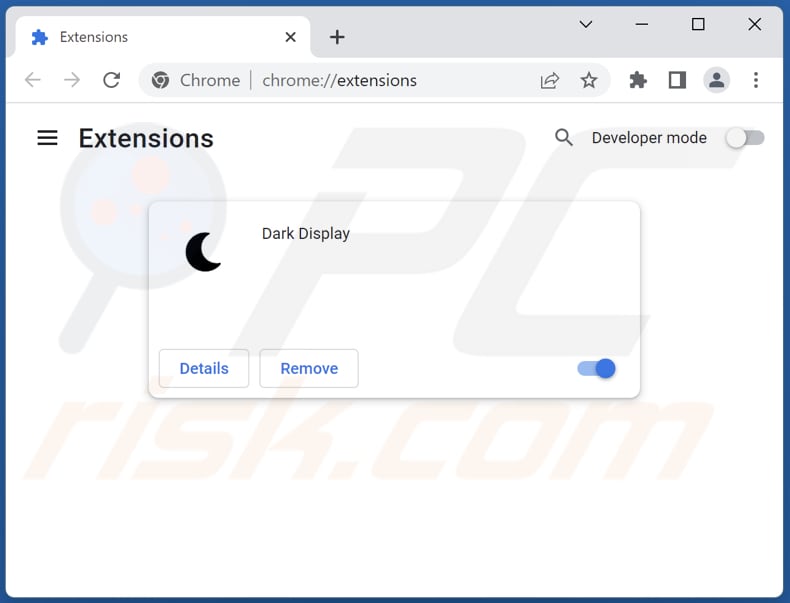 Removing Dark Display adware from Google Chrome step 2