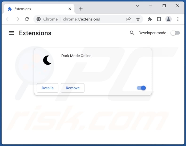 Removing Dark Mode Online ads from Google Chrome step 2