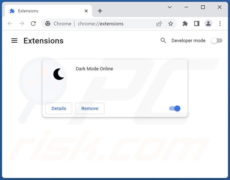 Removing Dark Mode Online ads from Google Chrome step 2