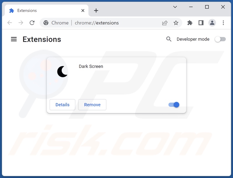 Removing Dark Screen ads from Google Chrome step 2