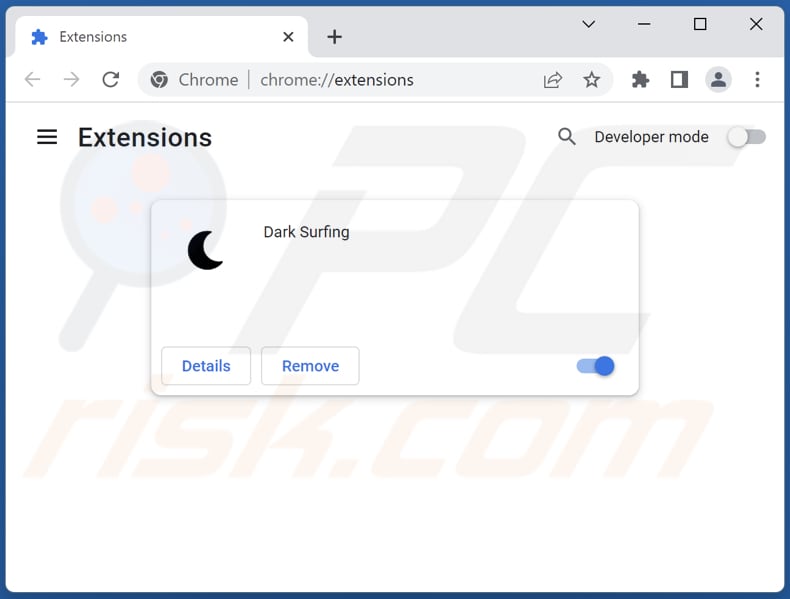 Removing Dark Surfing adware from Google Chrome step 2
