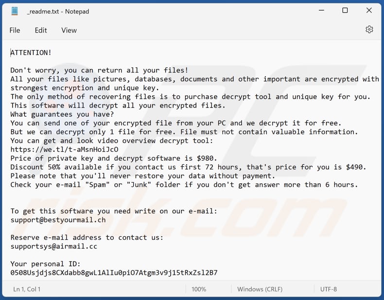 Dkrf ransomware text file (_readme.txt)
