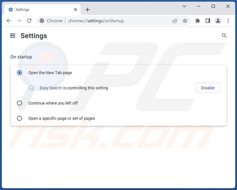 Removing search.easy-searchs.com from Google Chrome homepage