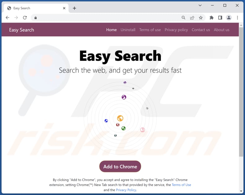 Website used to promote Easy Search browser hijacker