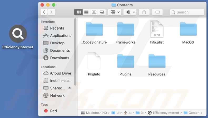 EfficiencyInternet adware install folder