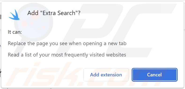 extra search browser hijacker notification about application