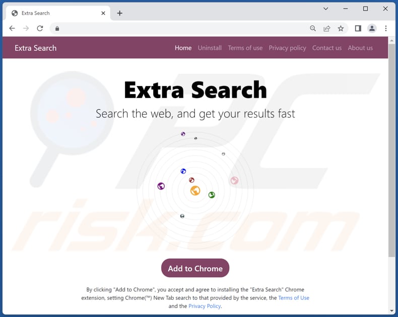 Website used to promote Extra Search browser hijacker