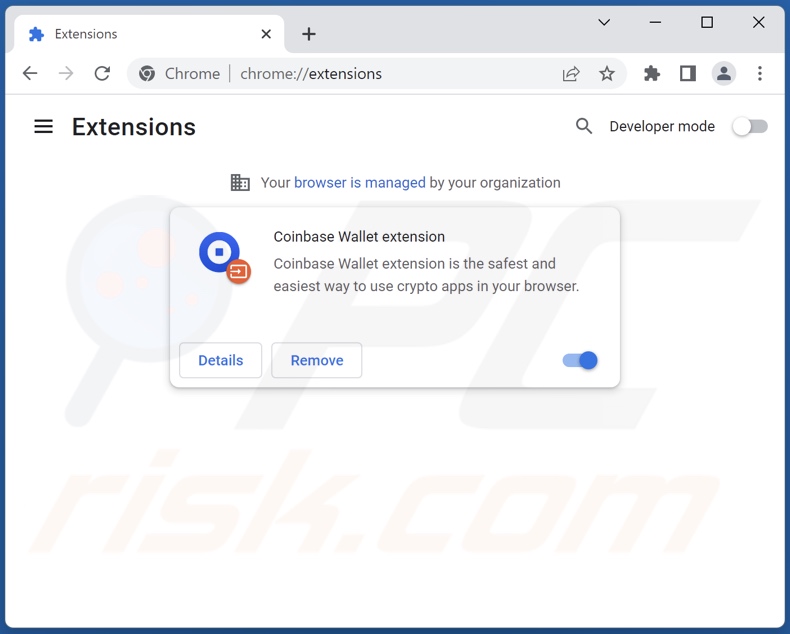 Removing fake Coinbase Wallet extension ads from Google Chrome step 2