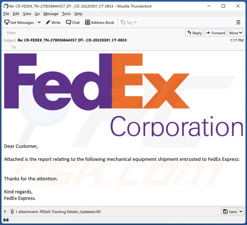 FedEx Corporation malspam campaign