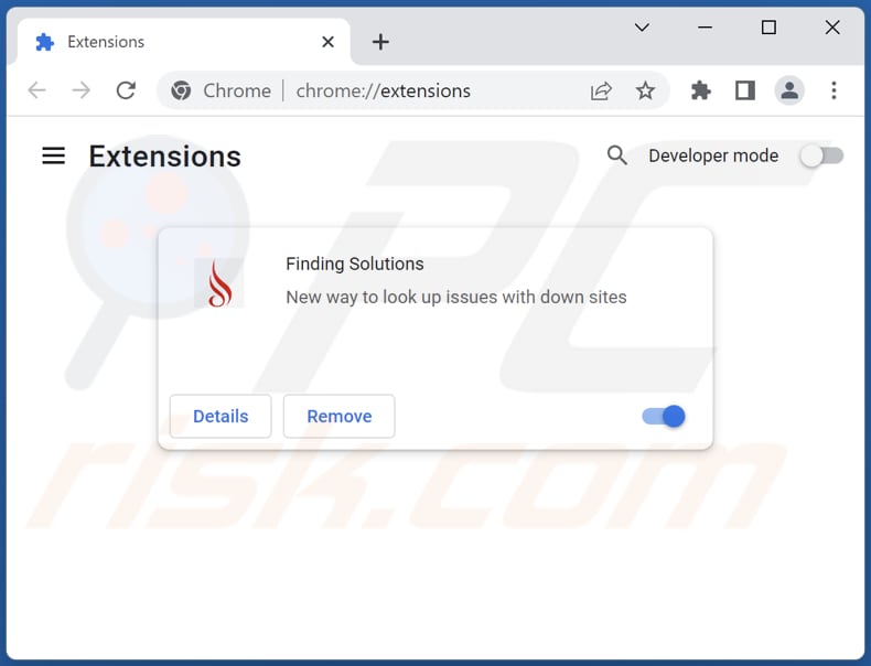 Removing Finding Solutions adware from Google Chrome step 2