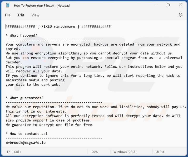 FIXED ransomware text file (How To Restore Your Files.txt)