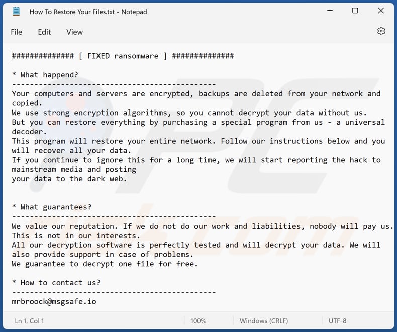 FIXED ransomware text file (How To Restore Your Files.txt)