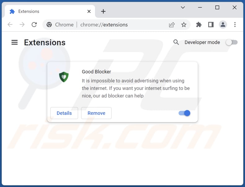 Removing Good Blocker adware from Google Chrome step 2
