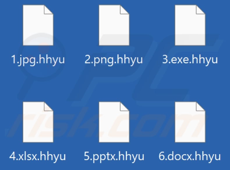 Files encrypted by Hhyu ransomware (.hhyu extension)