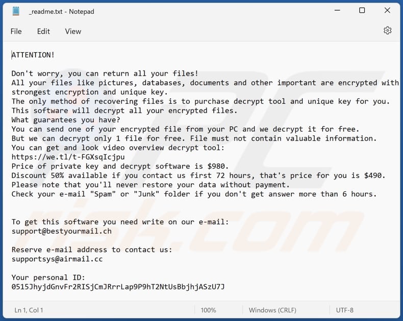 Jjww ransomware text file (_readme.txt)