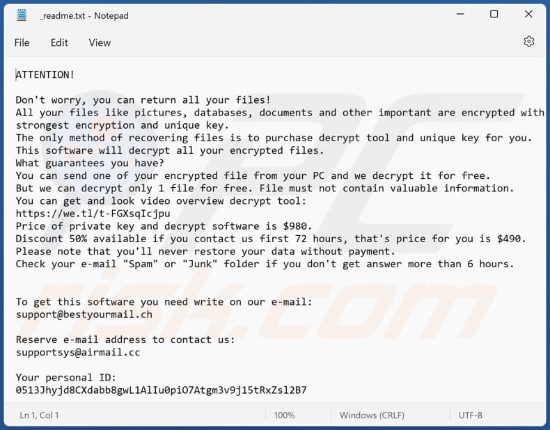 Jjyy ransomware text file (_readme.txt)