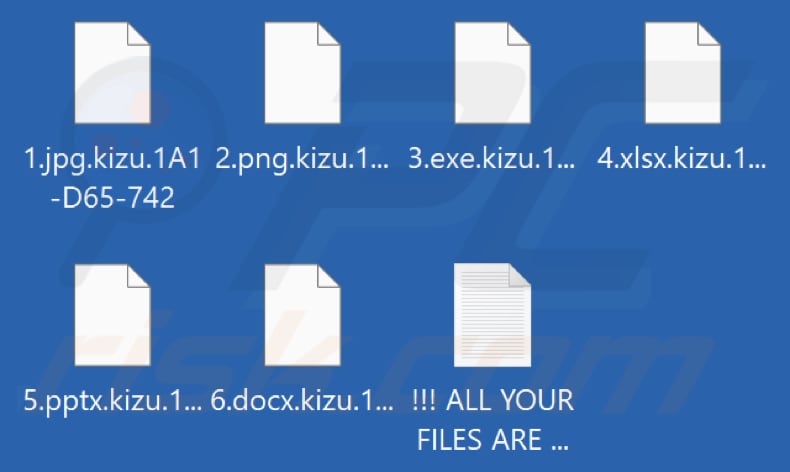 Files encrypted by Kamikizu ransomware (.kizu.[victim's_ID] extension)