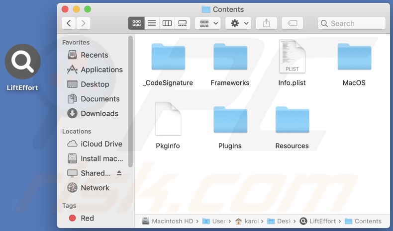 LiftEffort adware install folder